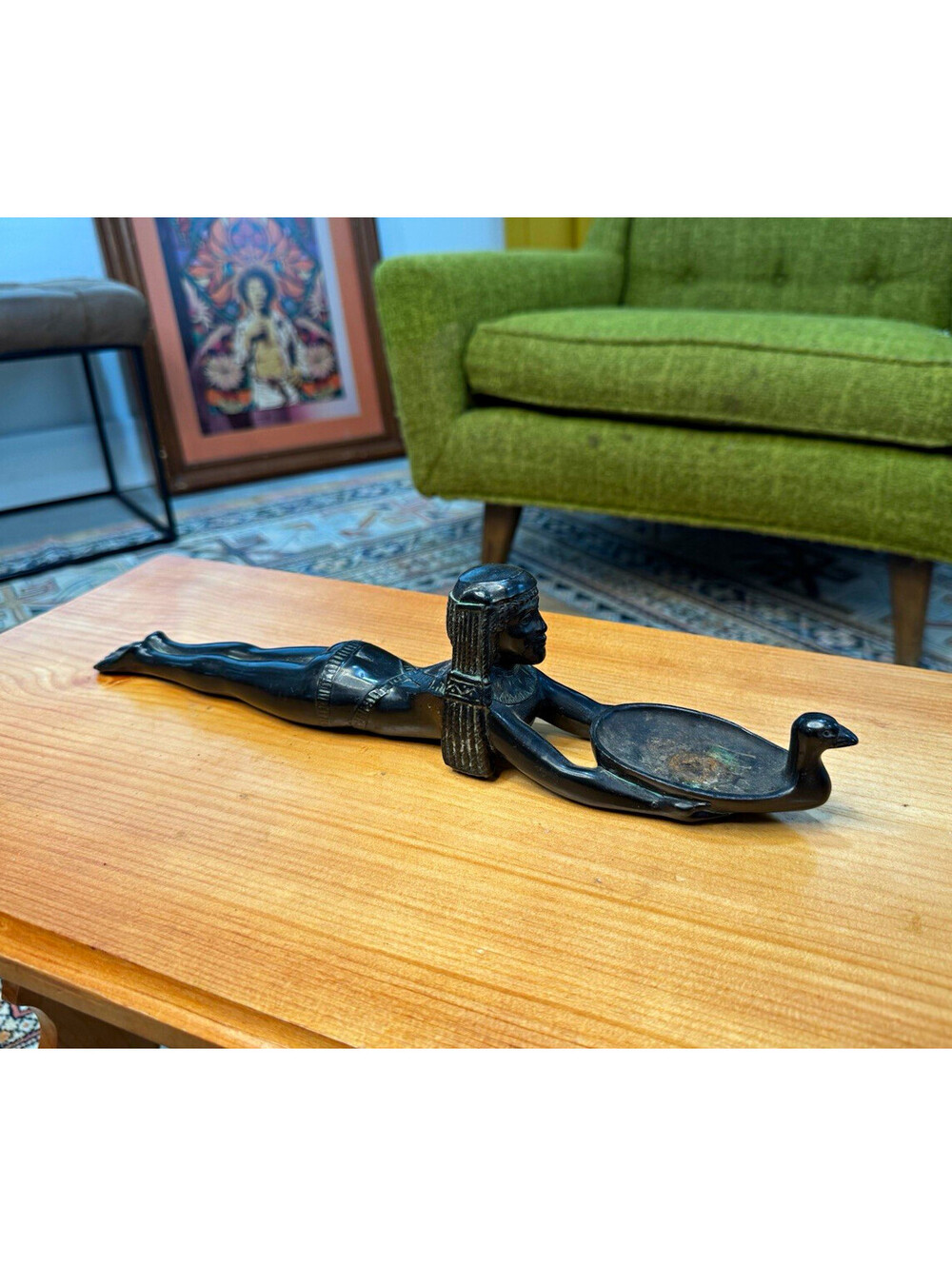 1920s Ronson art deco Egyptian revival Cleopatra Woman incense cone holder